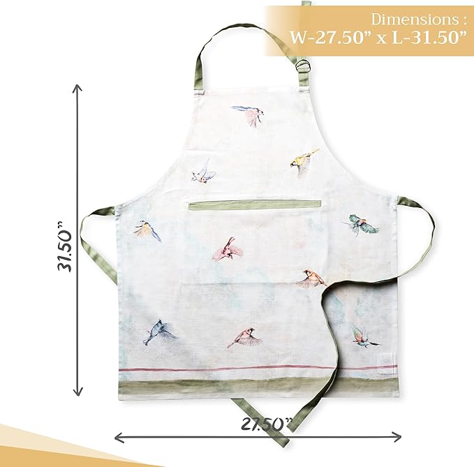Maison d' Hermine 100% Cotton Apron for women with Pocket Kitchen Chef Apron for Men Cooking Gardening Server Waitress