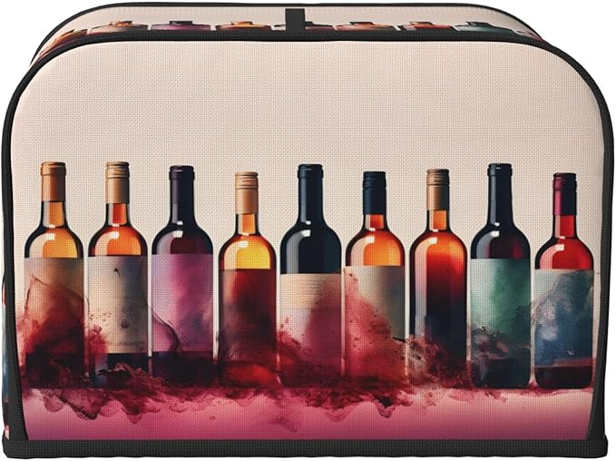 Wine Theme 4 Slice Toaster Cover Wide Slot Dustproof Bread Maker Cover Fingerprint Bakeware Protection Kitchen Appliance Cover Toaster Bag