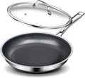 Non Stick 12-Inch Pan, Titanium Hybrid Pan with Lid, Stay-Cool Handle, Professional Frying Pan, Dishwasher Friendly, Oven Safe, Compatible with All Cooktop