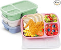 4 Pack Bento Box for Adults, 3-Compartment Wheat Straw Food Storage Containers, Meal Prep Lunch Box Microwave and Dishwasher Safe, Suitable for Office and Outdoor