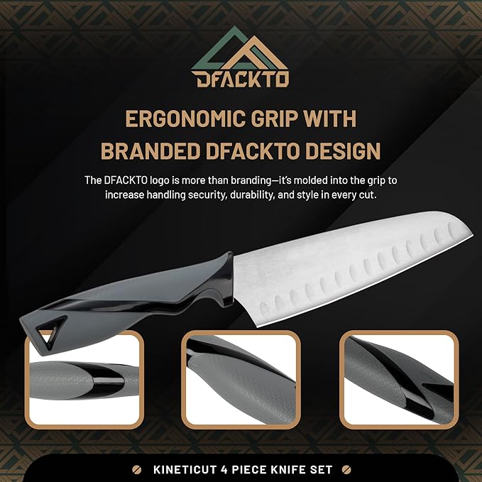 DFACKTO 2 Piece Santoku Knife Set with Covers, Stainless Steel Chefs Knife, Dishwasher Safe without Block, Sharp Kitchen Knives with Covers, Cooking Knife with Sheath, Cuchillos, Gray