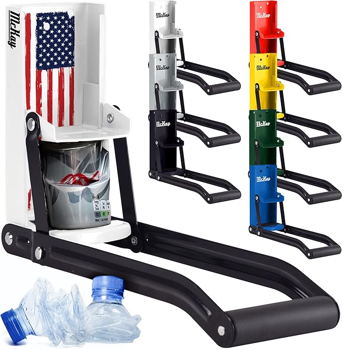 Mckay 12 Oz. Metal Can Crusher, Can Crusher Wall Mounted, Can Crushers for Recycling Wall-Mounted Smasher for Aluminum Seltzer, Soda, Beer Cans and Bottles, Gadgets for Home - American Flag