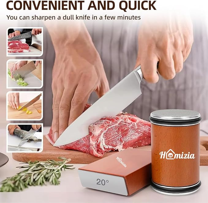 Rolling Knife Sharpener – Diamond-Crafted Sharpening Kit with Magnetic Angle System – Easy Knife Sharpening at 15 Degree and 20 Degree Angles – Safe, Compact, Edge Results - Cheff Approved