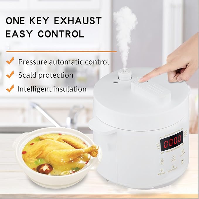 3L Mini Electric Pressure & Slow Cooker, Multi Cooker with Rice Yogurt Saute Functions, Digital Kitchen Appliance for Home Cooking, Includes Steamer & Warmer