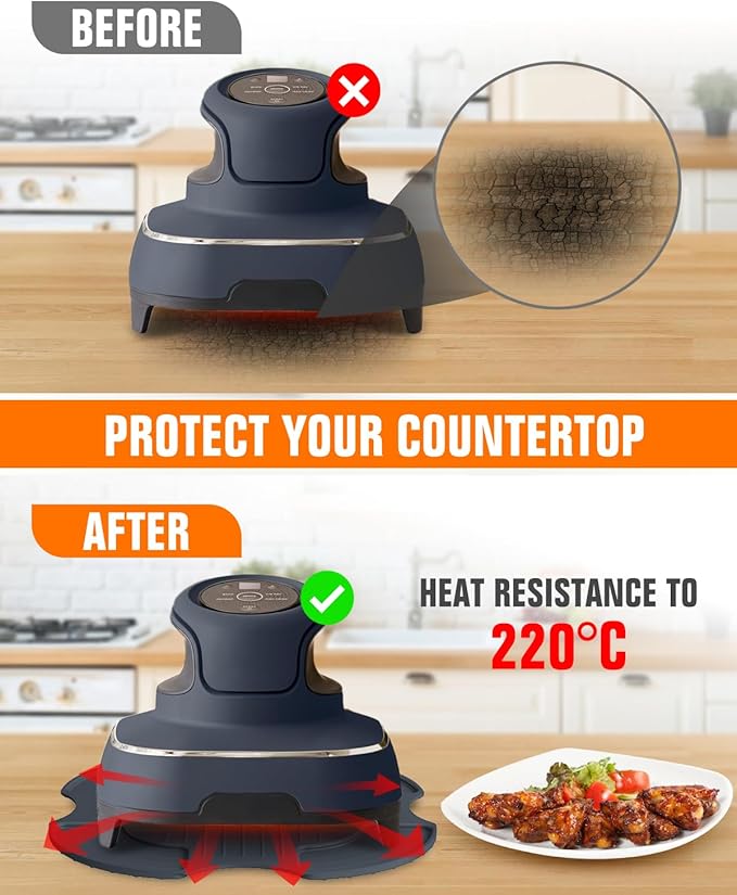 2 PCS Air Fryer Trivets Silicone and Splatter Shield for Ninja Crispi,Heat Resistant Mat for Air Fryer for Air Fryer Accessories,for Ninja Combi Accessories Kitchen Air Fryer Trivet(Dark Blue&Black)