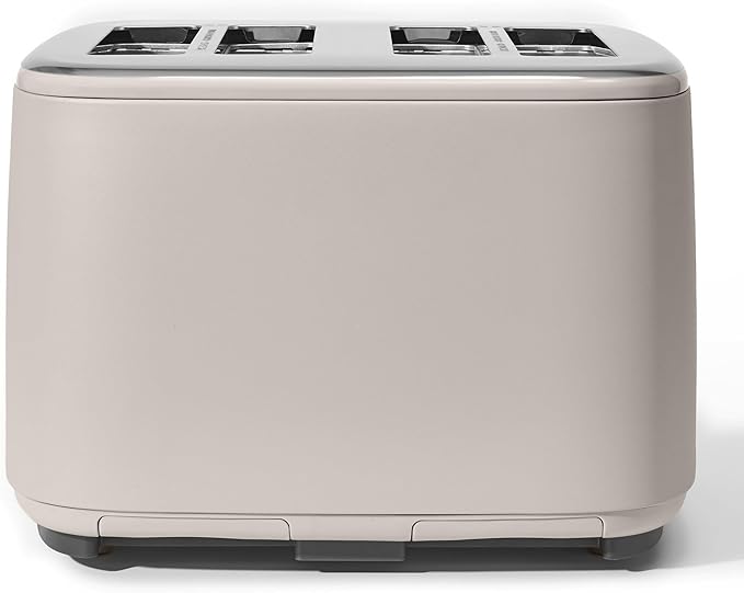 Beautiful 4 Slices Toaster with Touch-Activated Digital Display, Extra Wide Self-Adjusting Slots, Adjustable Shade Control, by Drew Barrymore (Porcini)
