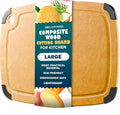 Dishwasher Safe Cutting Boards for Kitchen - Large Composite Wood Cutting Board with Non-Slip Feet & Juice Groove - Thin & Lightweight Eco-Friendly Chopping Board (14.5" 11.25", Natural)