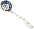 Blue Rose Polish Pottery - Orange Peach Posy Soup Ladle - 12.5" Long - Beautiful Ladle for Gravy & Soup