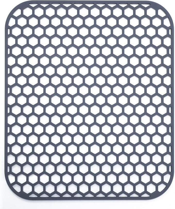 Silicone Kitchen Sink Protector Mat 13.7"x 11.7" - Kitchen Sink Grid Accessory, Non-Slip Heat Resistant Sink Grid Dry Mat for Bottom of Porcelain Stainless Steel, Dishwasher Safe