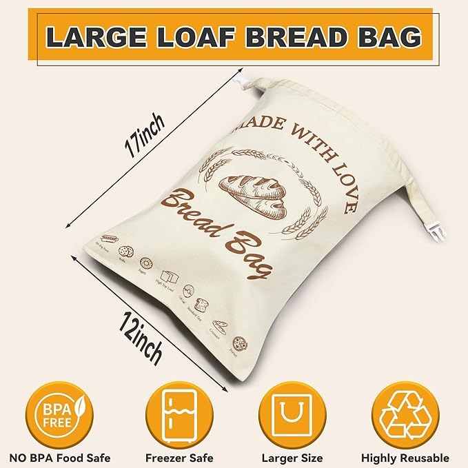 2 Pack Reusable Bread Bags for Homemade Sourdough,Special Double-Lock for Longer Freshness,Keep Fresh Bread Bags with Good Friends Are Like Stars,Friendship Gifts for Women, Best Friend Birthday Gifts