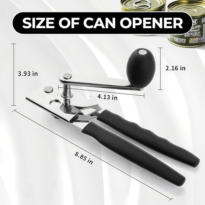Crank Can Openers Manual,manual can opener,Heavy Duty Commercial Can Opener with Rubber-coated Long Handles for Seniors for Kitchen