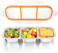 Palksky Snackle Box Container Stainless Steel, Reusable Snack Containers with Lids, 3 Compartment Divided Food Storage Containers for School, Home, Travel