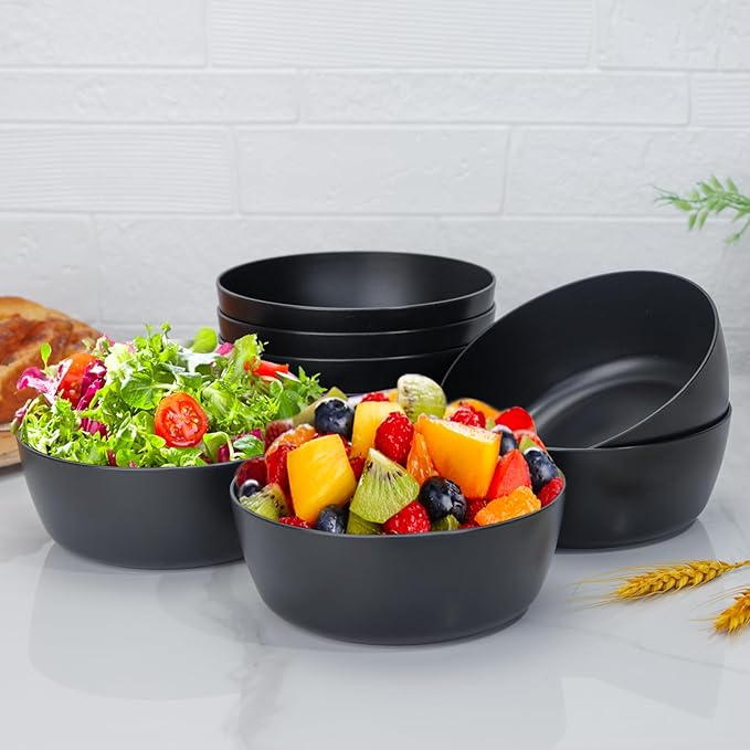 EI 8pcs Wheat Straw Bowls,28oz Reusable Cereal Bowls,Unbreakable Plastic Bowls,Premium Wheat Straw Bowls Set,Microwave and Dishwasher Safe Lightweight Fruit/Salad/Soup Bowls for Picnic,Halloween