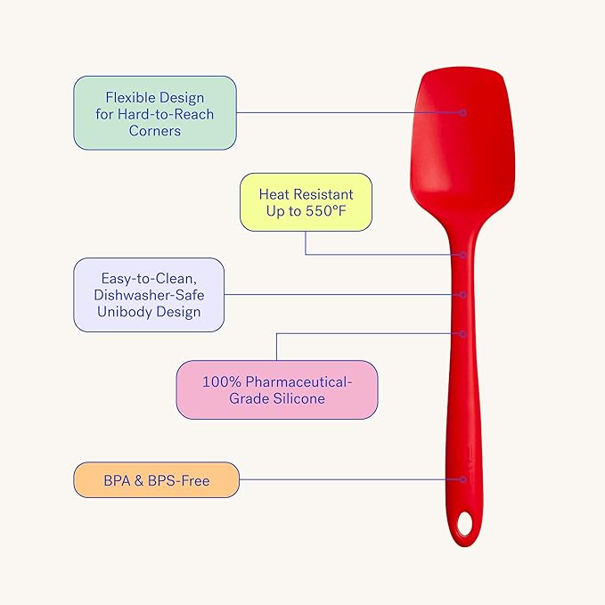 GIR: Get It Right Silicone Spoonula - Non-Stick Heat Resistant Silicone Scraper Spatula for Mixing, Serving, Scraping, Stirring, and More - 11 Inch, Studio White