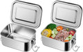 Leonyo 2 Pack 18.6oz 18/10 Stainless Steel Lunch Box, 550ml Mini Reusable Metal Bento Box, Leak-Proof Small Food Snack Containers for Camping, Dishwasher Safe, Oven Safe Except for Lid