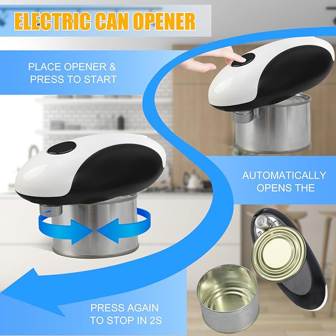 1pc Automatic Can Opener for Kitchen Appliances, One Touch Electric Can Opener, Tin Jar Opener, Ergonomic, Smooth Edge, Food-Safe, Cordless, USB-rechargeable Can Opener for Home, Travel Essentials