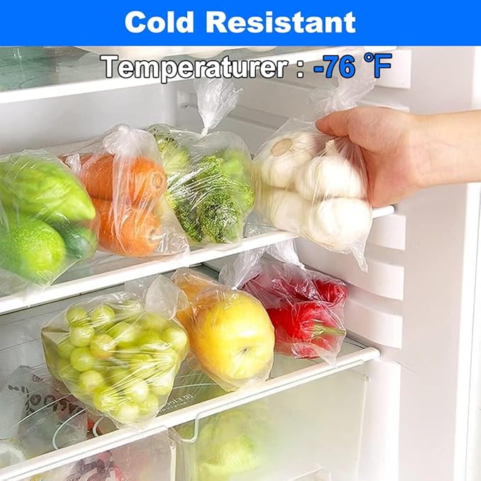 Food Storage Bags, 12” x 16” Clear Plastic Bags, Fresh-Keeping Produce Bags Roll for Food, Fruit, Vegetable, Refrigerator Storage, Kitchen, Supermarket, 1 Roll 350 Storage Bags