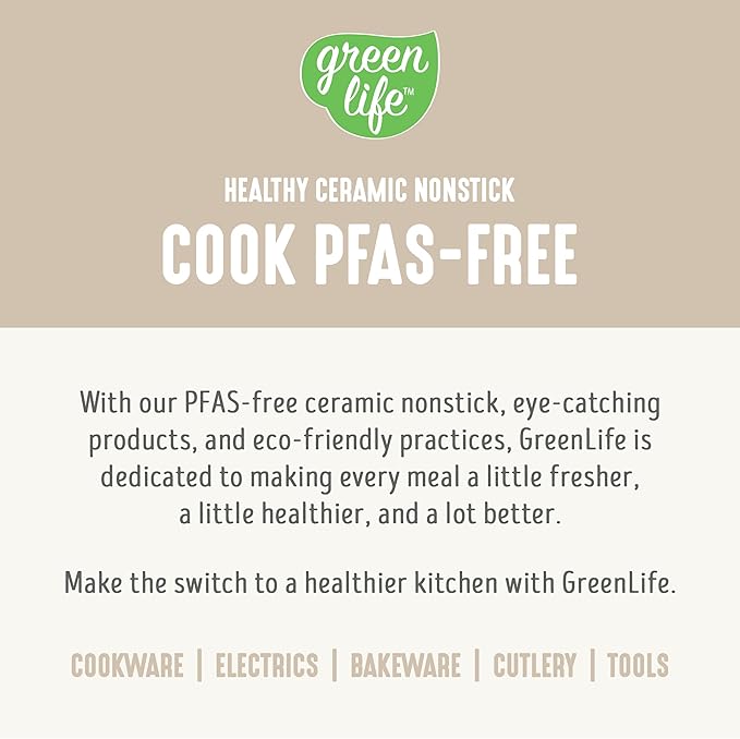 GreenLife 8QT Slow Cooker, Non-Toxic PFAS-Free Ceramic Nonstick Removable Interior Bowl, Programmable, Family Friendly, Keep Warm, Stovetop & Oven Safe, Dishwasher Safe Crock, Timer, Glass Lid, Cream