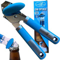Manual Can Opener for Seniors – Smooth Edge, Easy-Turn Knob, Magnetic Lid Lifter, Heavy-Duty Carbon Steel Blade, Ergonomic Comfort Grip – Blue