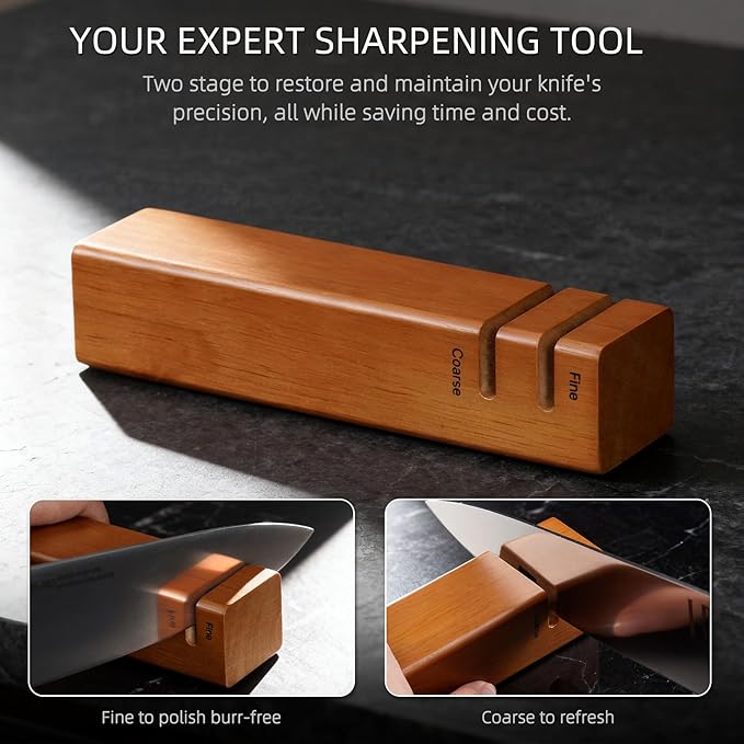Kitchen Knife Block Set, 12-Piece with Sharpener | Japanese High Carbon Stainless Steel Knives Set for Kitchen