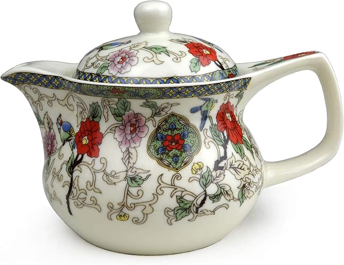 Porcelain Teapot 500ml Flower and Bird Kettle Stainless Infuser
