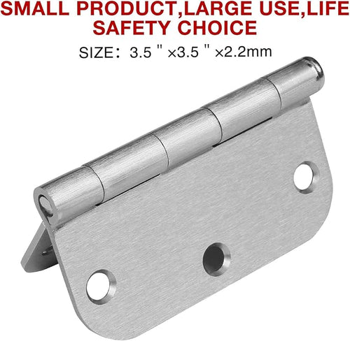 100 Pack Door Hinges Satin Chrome 3.5 Inch 5/8" Radius 3 1/2 Interior Hinge Like Brushed Nickel 3.5" Rounded Bifold Standard Bedroom Indoor for Doors Dorm Indoor Garage Factory Apartment Decor