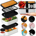 Double Premium Bento Box Adult, 67 fl oz BPA-Free - Cream Stackable Lunch Box with Leak-Proof Lids & Dividers, Perfect for Meal Prep, Lunches & Portion Control