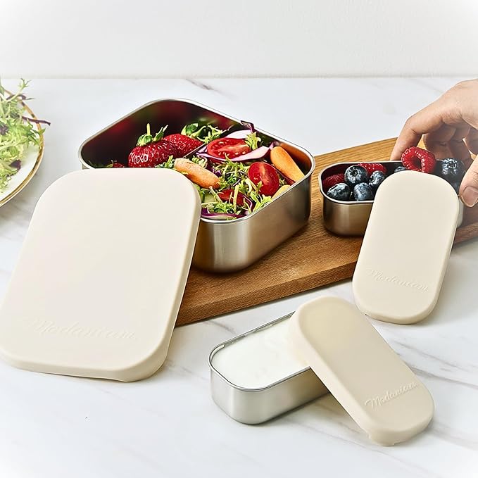 Leak proof Stainless Steel Lunch Box containers | Stainless Steel bento box | Tupperware| Sandwich ,Snacks container| Meal prep| Snack |Metal lunch box| Korean Lunch Box| Black|27 Oz+ 2*6.5Oz
