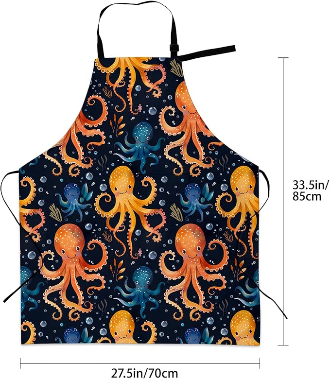Cute Dolphin Apron for Women Men, Oxford Fabric Kitchen Cooking Chef Aprons