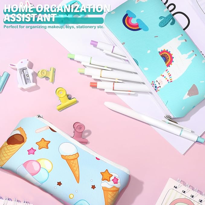 Chumia 6 Pcs Reusable Snack Bags Christmas Gifts Food Safety Washable Snack Bags Lunch with Zipper Portable Sandwich Bag Food Storage Pouch Double Layer(Cute,6.9 x 3.7 Inches)