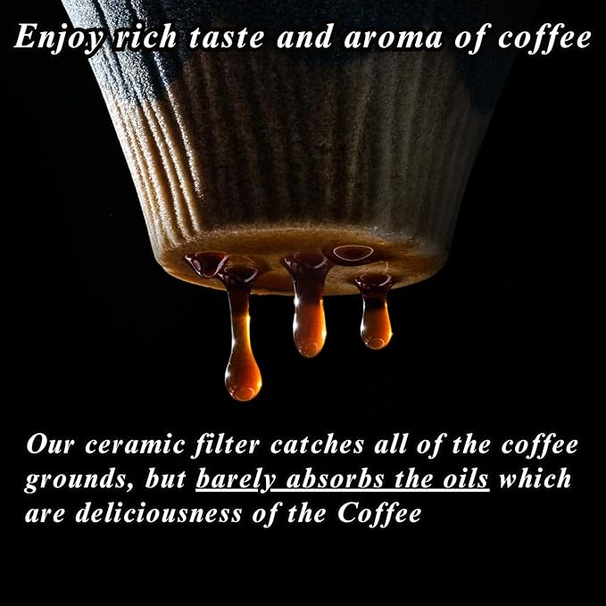 Ceramic Reusable Coffee Filter Dripper Paperless Sustinable Mt. Fuji Made in Japan (Black)