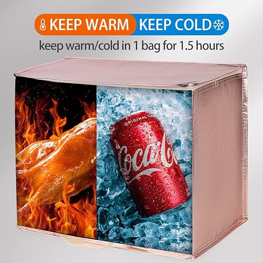 Bodaon 4-Pack Insulated Reusable Grocery Shopping Bag, X-Large Frozen Food Cold, Cooler Bags with Zippered Top, Insulated Food Delivery Bag, Gold