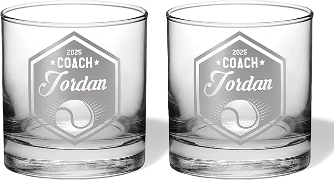 Tennis Coach Beer Glasses - Tennis Coach Gifts Personalized Coach Pint Glass Engraved Coach Award Basketball Beer Glass End of Season Gifts Coach (Tennis, Dbl Whiskey Gift Box)