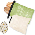 Bread Bags for Homemade with Beeswax Wrap - Zipper Reusable Bread Bag for Sourdough 2-Pack, Large Reusable Food Storage Bag to Keep Sourdough Fresh, Freezer-Safe, Eco-Friendly (Khai& Green)