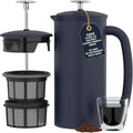 ESPRO P7 French Press Stainless Steel 304 – Patented Double Walled Micro-Filter Insulated French Press Coffee Maker, Grit-Free Brew - Heat Resistant BPA Free - Aegean Blue (32oz)