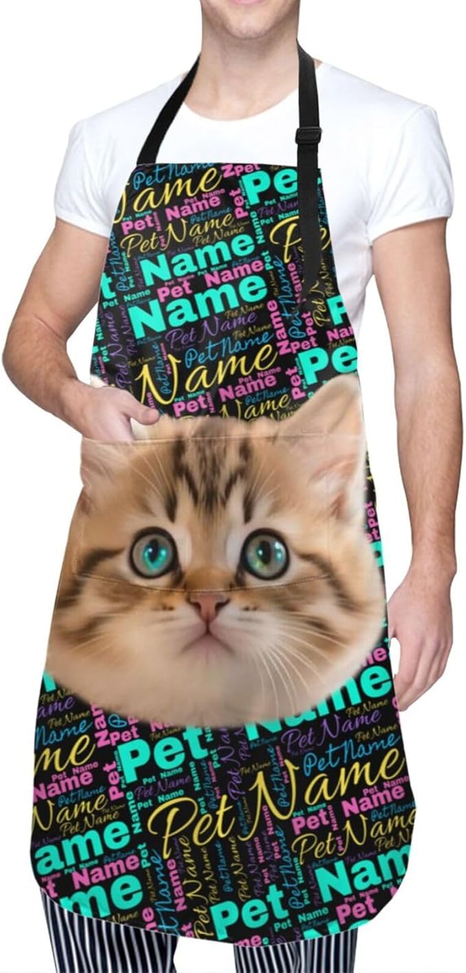 Custom Face Apron for Men Women, Personalized Photo Apron with Pockets, Customized Kitchen Aprons
