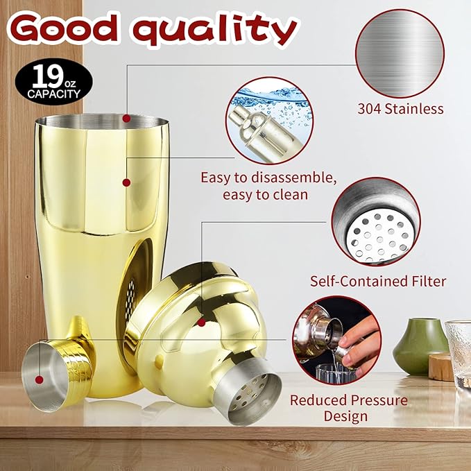 Bartender Kit 11-Piece Cocktail Shaker-Muddler for Cocktails 25oz Boston Shaker-Bar Accessories with Stylish Bamboo Stand Mix Drink Shaker kit Perfect Martini kit with Cocktail Recipes Booklet