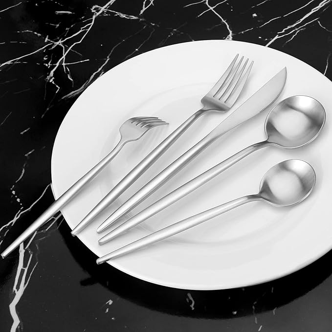 Silverware Set, Vanys 30 Piece Stainless Steel Cutlery Flatware Set, Kitchen Utensil Sets for 6, Tableware With Knife Spoons And Forks Set, Satin Finished Polished