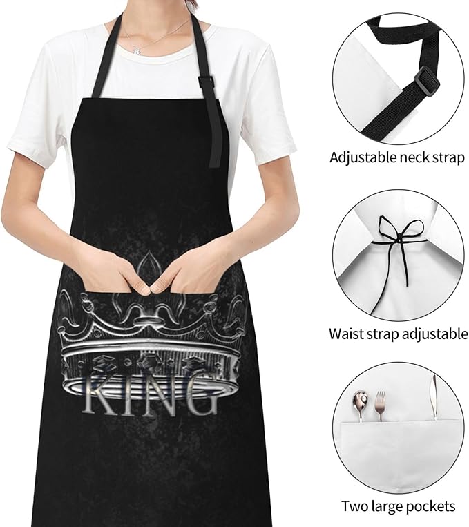 King Aprons Mens Aprons with Pockets and Adjustable Cool Apron for Gardening Cooking Kitchen