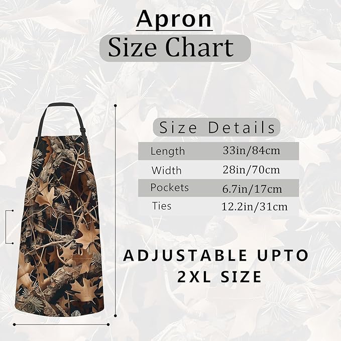 Autumn Leaves Apron,Oxford Fabric Adjustable Kitchen Apron with 2 Pockets,Waterproof Cooking Aprons for Men Women Mom Wife Dad,Ideal Gifts for Coffee,Shop,Baking,BBQ,Housewarming,28x33in