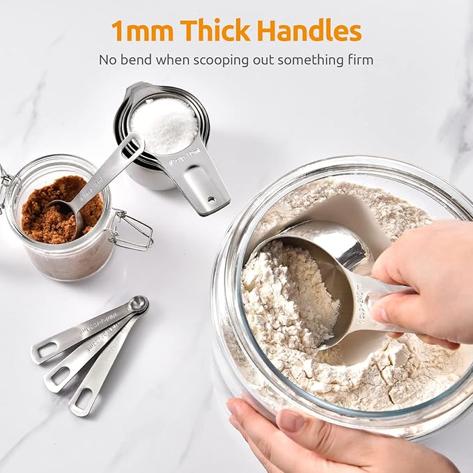 U-Taste Measuring Cups and Spoons Set of 15 : 7 Measuring Cups and 7 Measuring Spoons with 2 D-Rings and 1 Professional Magnetic Measurement Conversion Chart