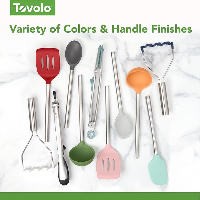 Tovolo Silicone Ladle With Stainless Steel Handle Deep Soup Ladle for Cooking Canning Serving Soup Punch Stew Sauce, Large Kitchen Utensil Spoon Dishwasher Safe BPA Free Silicone Aqua Seafoam Green