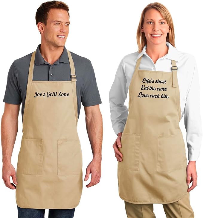 Custom Text Cooking & BBQ Apron – Personalized Chef or Grill Gift – Full Length (1-3 Lines)