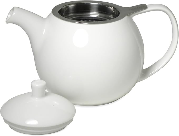 FORLIFE Curve Teapot with Infuser, 24-Ounce, White