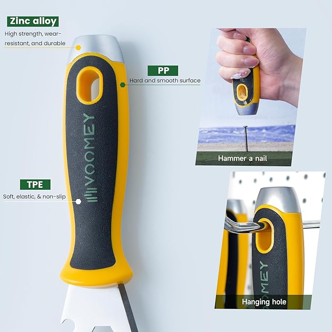 Voomey 12-In-1 Paint Scraper Tool, Multifunctional Putty Knife, Spackle Knife, Carbide Metal Scraper Used for Cleaning Paint Rollers, Removing Wall Cracks