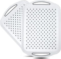 Large Nonslip Serving Tray with Handles, Silicone Grippy Dots Lap Food Trays for Eating, Dishwasher Safe Serve for Breakfast Dinner Snack Fruit Appetizers Beverage, Rectangular, Set of 2, White