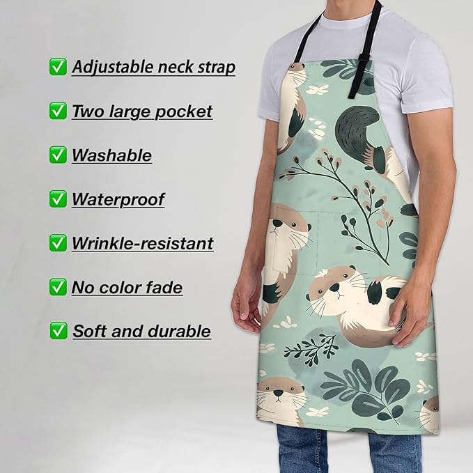 Colorful Pug Apron for Women Men 28x33in, Kitchen Chef Aprons with 2 Pockets, Polyester, Pug Dog Apron