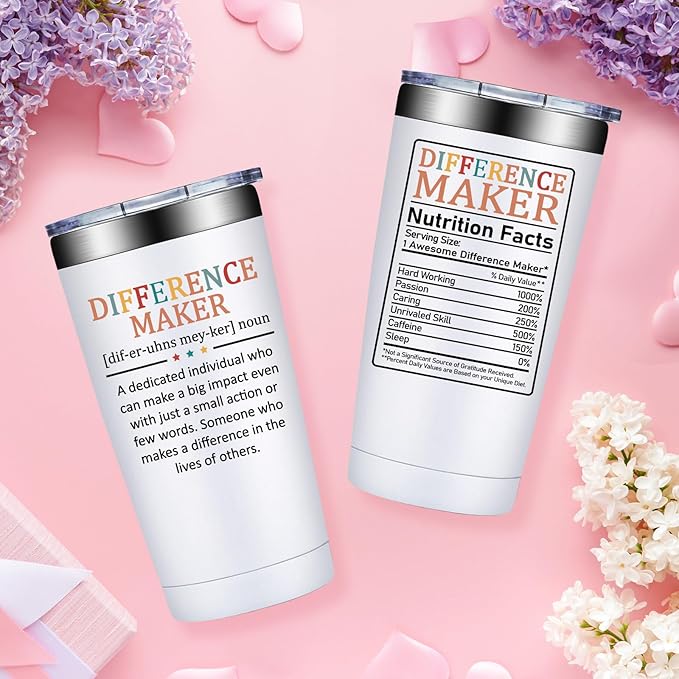 Difference Maker Gifts - Christmas Thank You Gift for Women, Men - Teacher Appreciation Gifts - Inspirational Gift for Coworker, Boss, Assistant, Employee - 20oz Tumbler