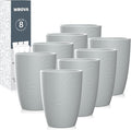 Wrova Wheat Straw Cups 8 PCS Good Alternative to Plastic Reusable Cups 12 oz Unbreakable Drinking Cup Reusable Dishwasher Safe Water Plastic Glasses Light Grey