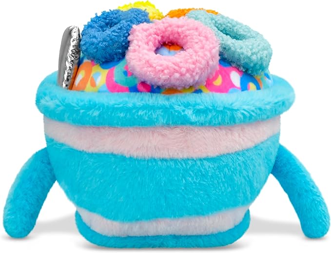 iscream Sweet Cereal Bowl 8" x 8" Fur and Fleece Embroidered Accent Mini Pillow